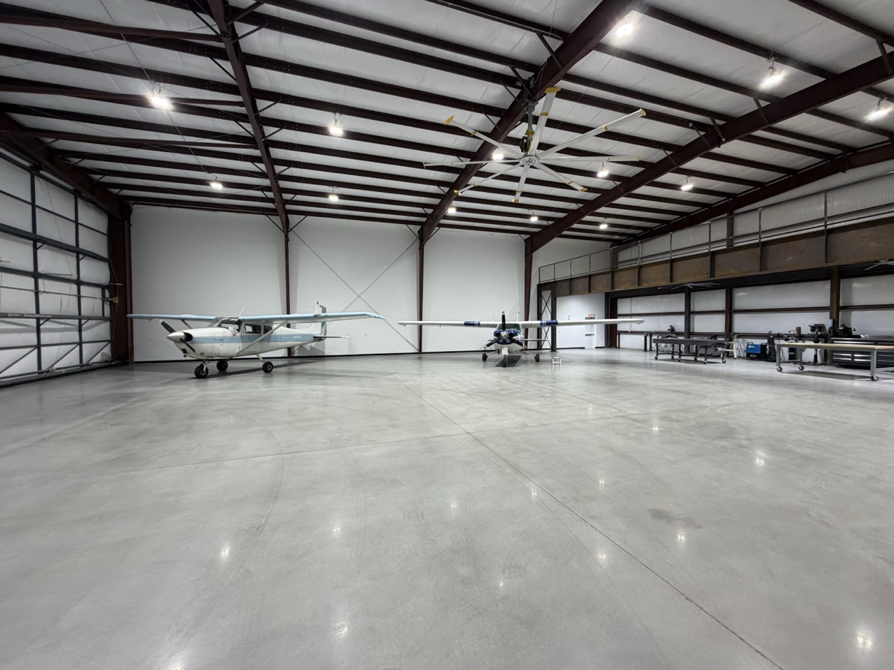 Aircraft parked inside the Star Aero hangar